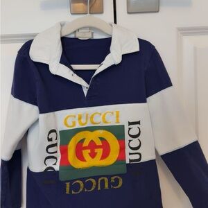 Gucci Kids Blue and White Long Sleeve Shirt